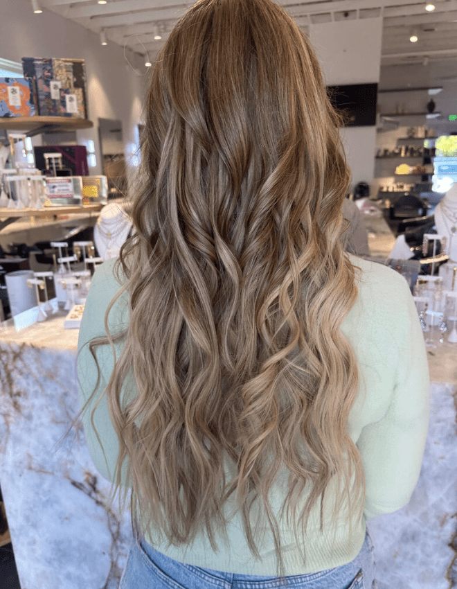 Best hair extensions for thinning hair with soft blonde blend and added fullness.
